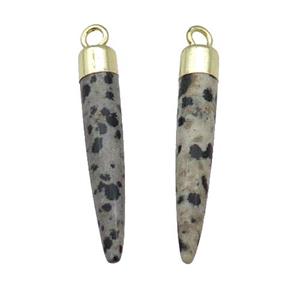 Black Dalmatian Jasper Bullet Pendant Gold Plated, approx 5-30mm