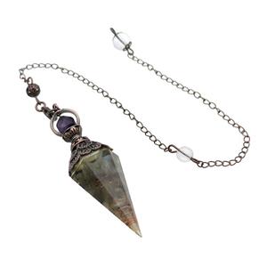 Labradorite Chips Resin Pendulum Pendant Antique Red, approx 20-60mm, 6mm, 20cm chain