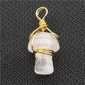 Clear Quartz Mushroom Pendant Wire Wrapped, approx 15-20mm