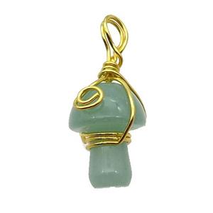 Green Aventurine Mushroom Pendant Wire Wrapped, approx 15-20mm