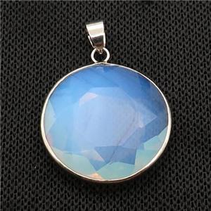 White Opalite Button Pendant, approx 25mm