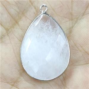 Clear Quartz Pendant Faceted Teardrop, approx 18-25mm