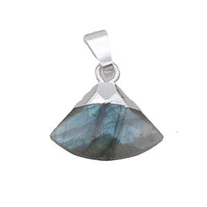 Labradorite Fan Pendant Silver Plated, approx 11-16mm