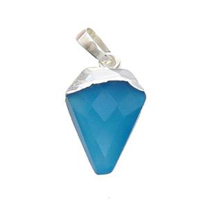 Blue Agate Arrowhead Pendant Dye Silver Plated, approx 11-16mm