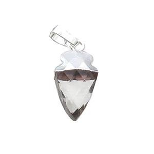 Clear Crystal Glass Arrowhead Pendant Silver Plated, approx 9-15mm