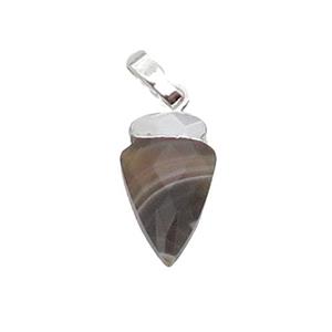 Botswana Agate Arrowhead Pendant Silver Plated, approx 9-15mm