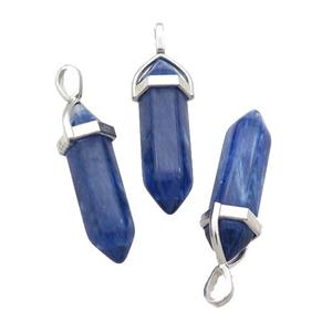 Synthetic Quartz Bullet Pendant Blue, approx 8x30mm