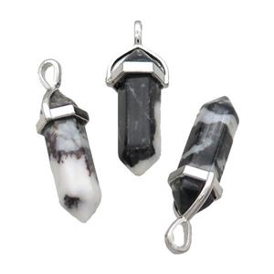 Natural Black Zebra Jasper Bullet Pendant, approx 8x30mm