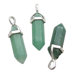 Natural Green Aventurine Bullet Pendant, approx 8x30mm