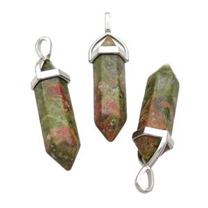 Natural Unakite Bullet Pendant, approx 8x30mm