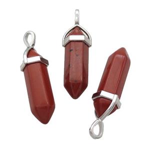 Natural Red Jasper Bullet Pendant, approx 8x30mm