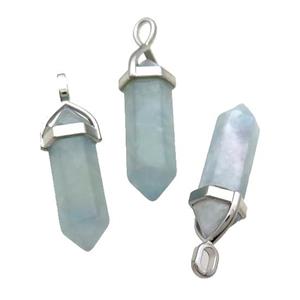 Blue Aquamarine Bullet Pendant, approx 8x30mm