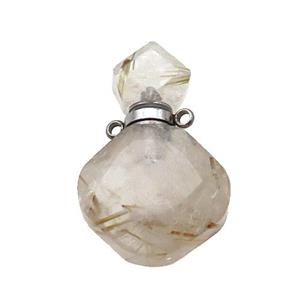 Natural Gold Rutilated Quartz Perfume Bottle Pendant, approx 17-26mm