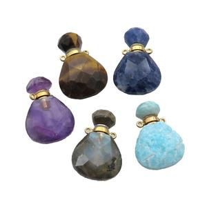 Natural Gemstone Perfume Bottle Pendant Mixed, approx 17-24mm