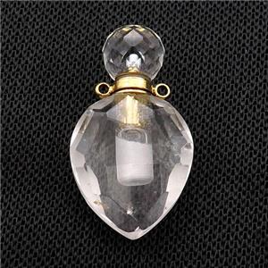 Natural Crystal Quartz Perfume Bottle Pendant, approx 20-38mm