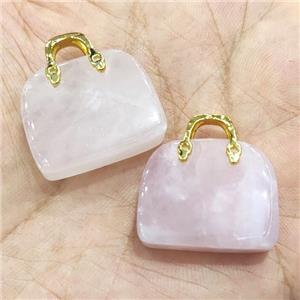 Natural Pink Rose Quartz Bag Pendant, approx 20-24mm