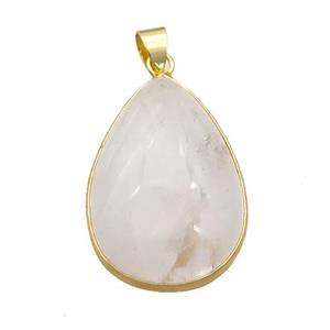 Natural Clear Quartz Teardrop Pendant, approx 20-30mm