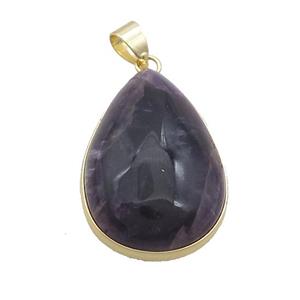 Natural Purple Amethyst Teardrop Pendant, approx 20-30mm