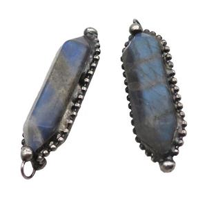 Labradorite Bullet Pendant Antique Silver, approx 13.5-45mm