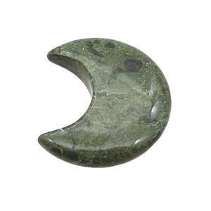 Green Kambaba Jasper Moon Pendant Undrilled, approx 28-30mm