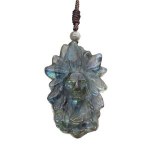 Natural Labradorite Necklace Elder, approx 35-55mm