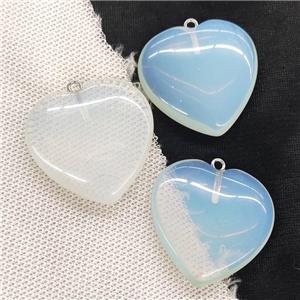 White Opalite Heart Pendant, approx 40mm