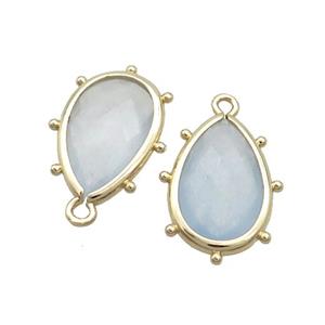 Lt.blue Jade Teardrop Pendant Dye Gold Plated, approx 10-18mm