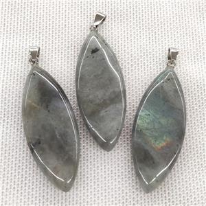 Natural Labradorite Leaf Pendant, approx 20-50mm