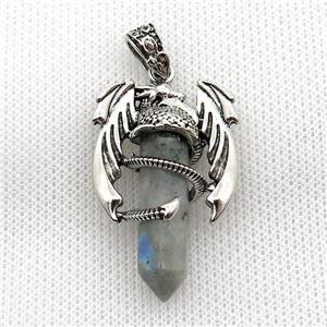 Alloy Dragon Pendant Pave Labradorite Antique Silver, approx 10mm, 25-40mm