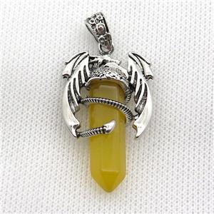 Alloy Dragon Pendant Pave Lemon Jade Dye Antique Silver, approx 10mm, 25-40mm