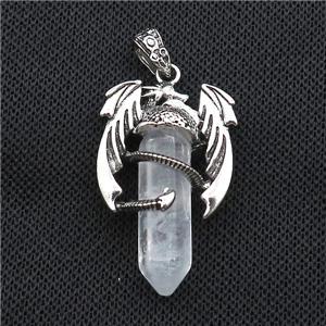 Alloy Dragon Pendant Pave Crystal Quartz Antique Silver, approx 10mm, 25-40mm