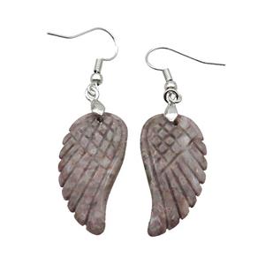 Maifanite Jasper Angel Wings Hook Earring, approx 15-30mm