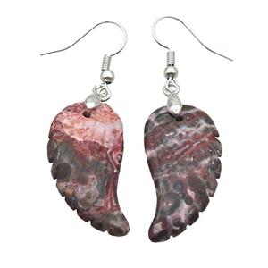 Red LeopardSkin Jasper Angel Wings Hook Earring, approx 15-30mm