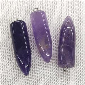 Natural Purple Amethyst Bullet Pendant, approx 10-40mm