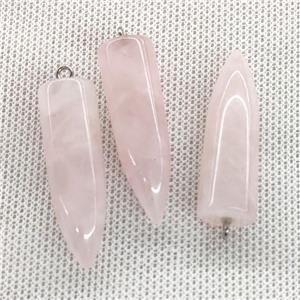 Natural Pink Rose Quartz Bullet Pendant, approx 10-40mm