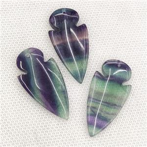 Natural Fluorite Arrowhead Pendant Multicolor, approx 23-47mm