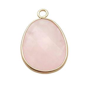 Pink Rose Quartz Teardrop Pendant Gold Plated, approx 17-23mm