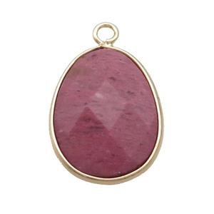 Pink Wood Lace Jasper Teardrop Pendant Gold Plated, approx 17-23mm