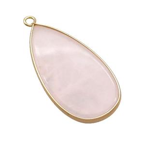 Pink Rose Quartz Teardrop Pendant Gold Plated, approx 20-40mm