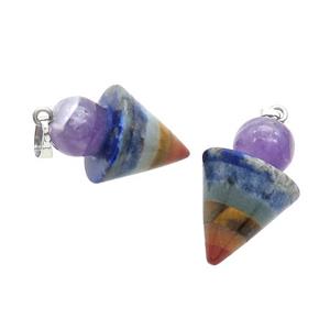 Gemstone Chakra Bullet Pendant Yoga Multicolor, approx 18-25mm