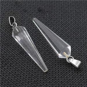 Clear Crystal Quartz Pendulum Pendant, approx 8-30mm