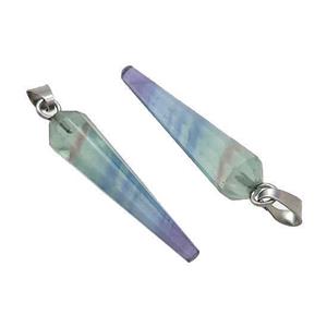 Natural Fluorite Pendulum Pendant Multicolor, approx 8-30mm