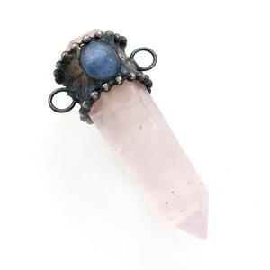 Natural Pink Rose Quartz Bullet Pendant Keynite 2loops, approx 14-50mm