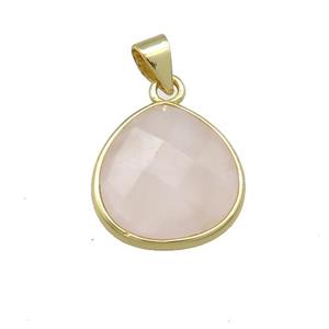 Natural Pink Rose Quartz Teardrop Pendant Gold Plated, approx 15mm