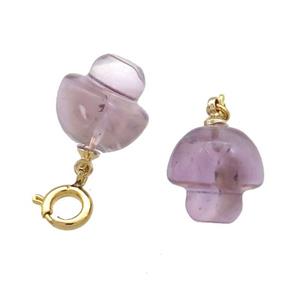 Natural Amethyst Mushroom Pendant Purple , approx 11.5-12mm