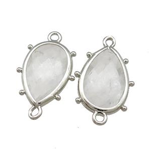 Clear Quartz Teardrop Connector Platinum Plated, approx 12-18mm