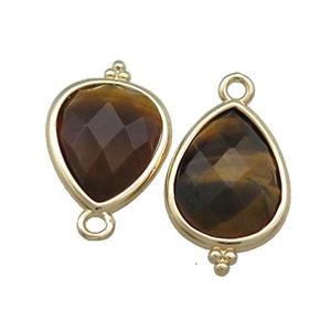 Tiger Eye Stone Jade Teardrop Pendant Dye Gold Plated, approx 12-15mm