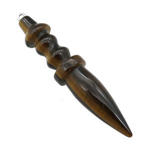 Natural Tiger Eye Stone Pendulum Pendant, approx 14-65mm