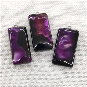 Natural Agate Rectangle Pendant Fuchsia Dye, approx 20-40mm