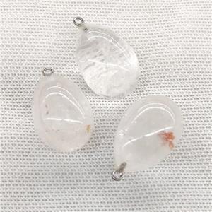 Natural Clear Quartz Egg Pendant, approx 20-30mm